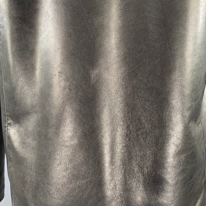 COLE HAAN Size S Black Lambskin Leather Zip Up Coat