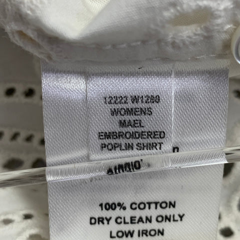 NILI LOTAN Size M White Cotton Paisley Lace Button Up Shirt