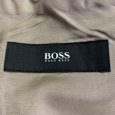 HUGO BOSS Size 40 Regular Grey Taupe Nailhead Virgin Wool Suit
