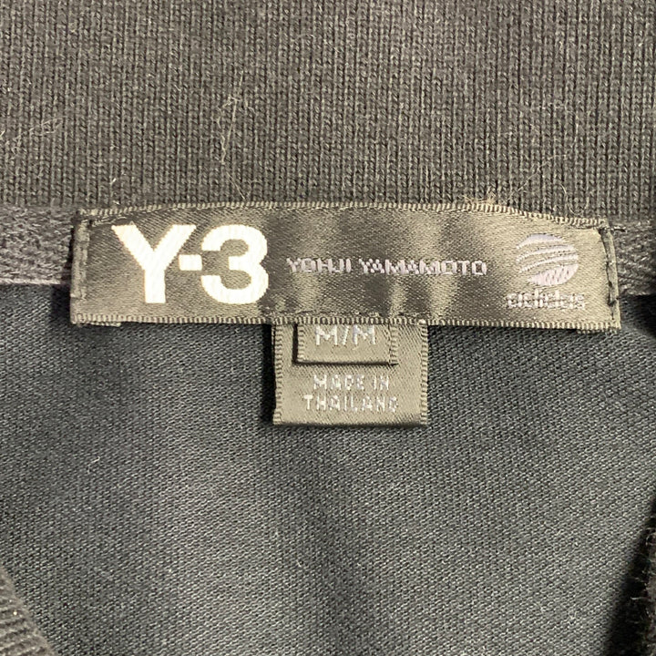 Y-3 Size M Black Cotton Logo Half Placket Polo