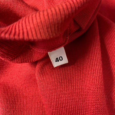 DOLCE & GABBANA Size S Red Knit Silk Ribbed Pullover