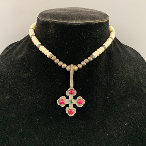 NO BRAND Cream Silver Stone Necklace