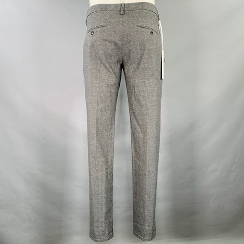 DONDUP Size 35 Black Grey Houndstooth Cotton Blend Flat Front Casual Pants