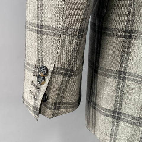 PAUL SMITH Size 42 The Byard Regular Grey Charcoal Checkered Wool Notch Lapel Suit
