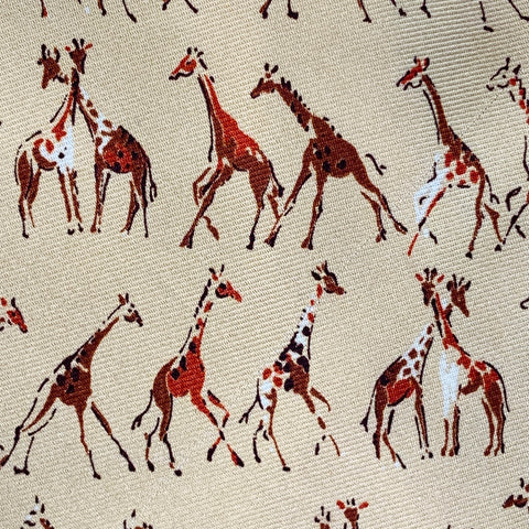 ERMENEGILDO ZEGNA Yellow Red Orange Giraffe Silk Twill Tie