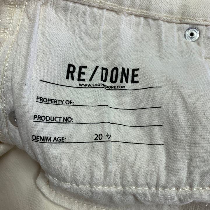 RE/DONE Size 26 Beige Cotton Blend Raw Edge Straight Button Fly Jeans