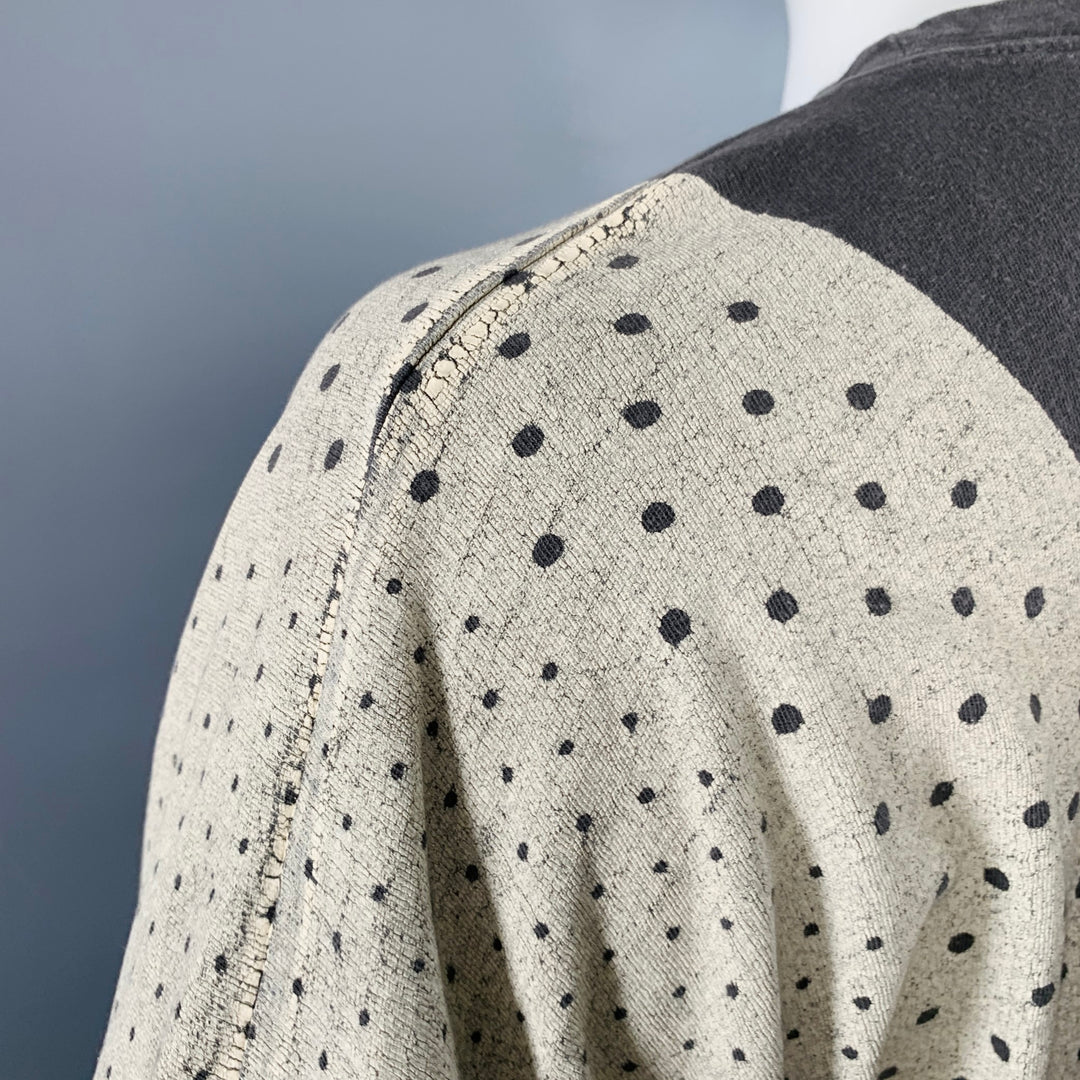 KAPITAL Size L Grey Cream Bandana Print Cotton One Pocket Oversized T-shirt