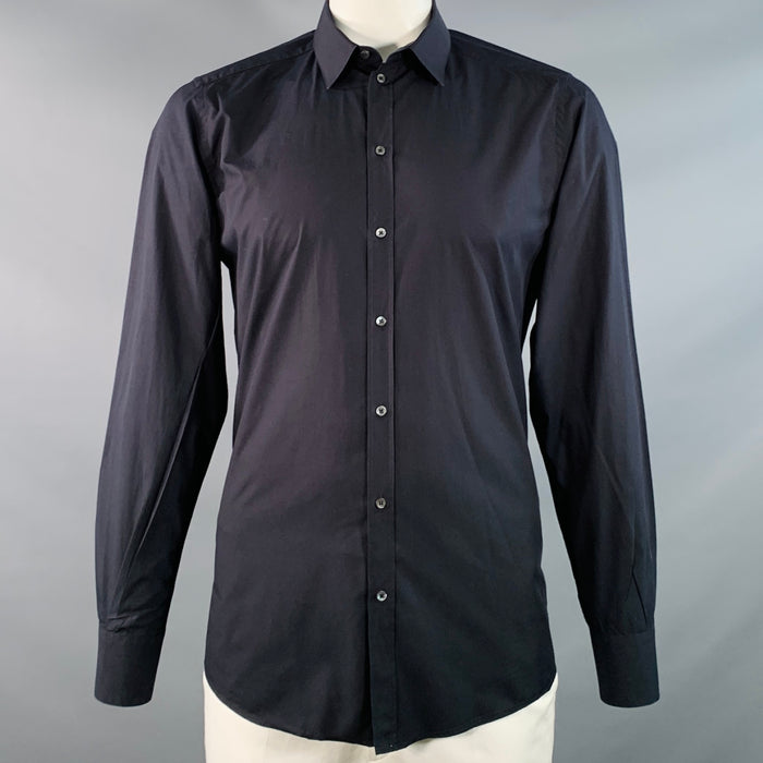 DOLCE & GABBANA Size L Black Cotton Button Up Long Sleeve Shirt