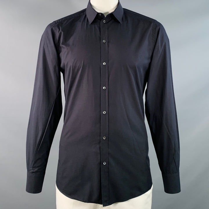 DOLCE & GABBANA Size L Black Cotton Button Up Long Sleeve Shirt