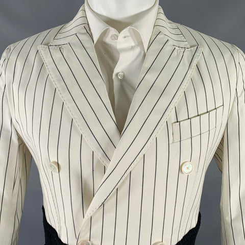 DOLCE & GABBANA Size 38 White Black Stripe Cotton Silk Sport Coat