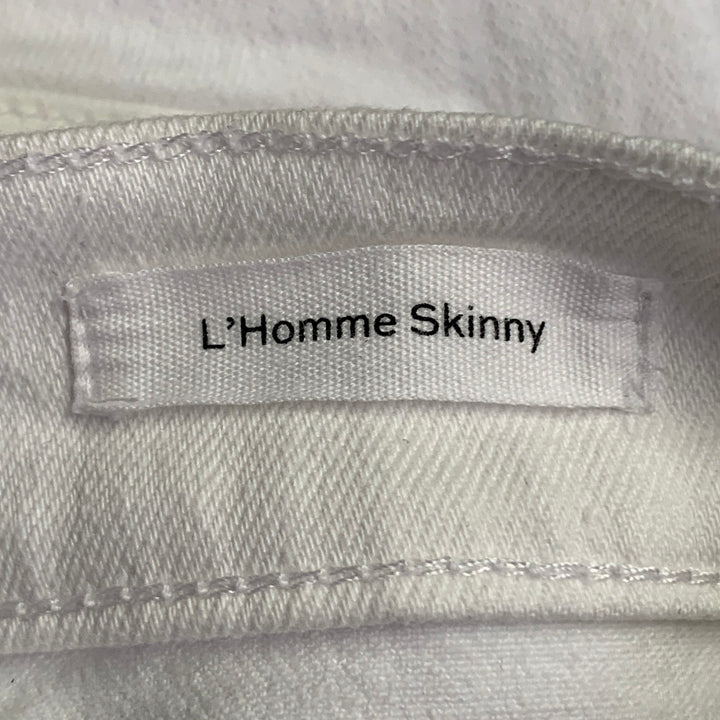 FRAME Size 29 Blanc Rips White Twill Cotton Blend Distressed Low Rise Skinny Jeans