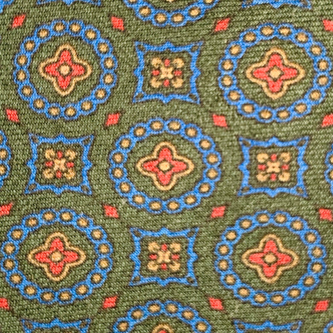 O'CONNELL'S Green Red Abstract Floral Wool Tie