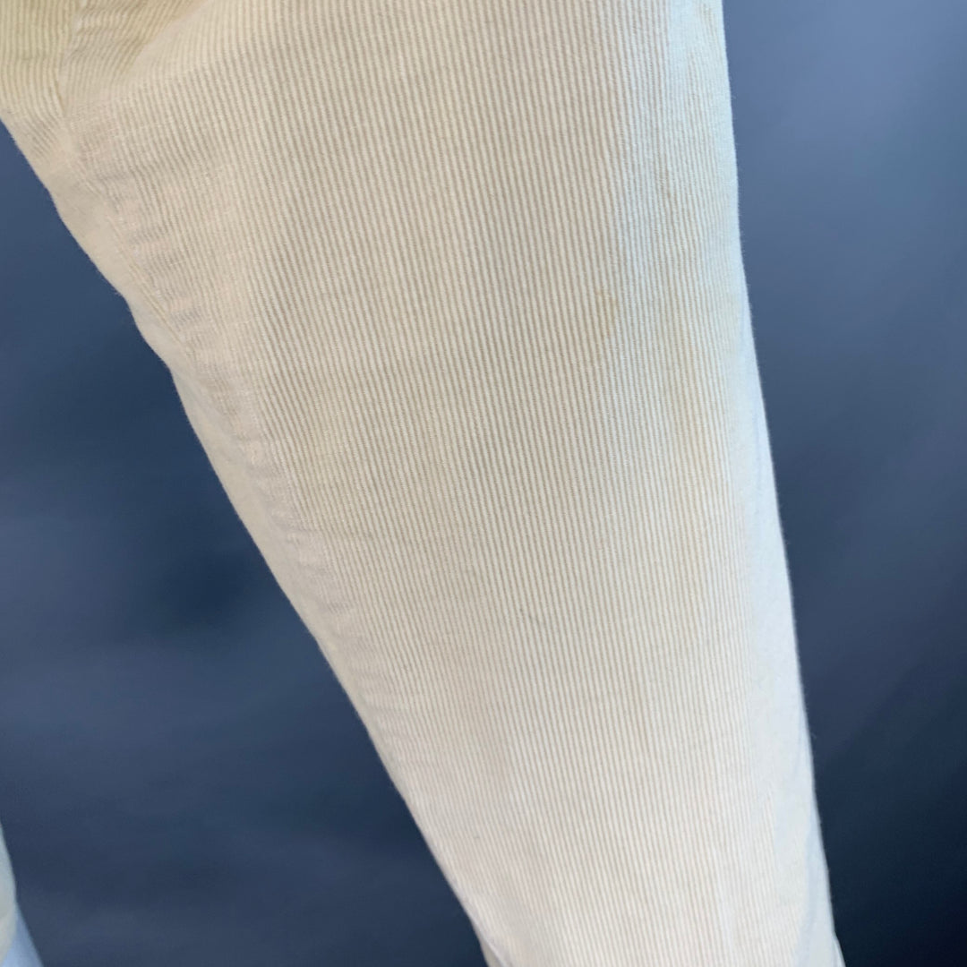 NICE COLLECTIVE Size M Cream Corduroy Cotton Two Pockets Snaps Long Sleeve Shirt