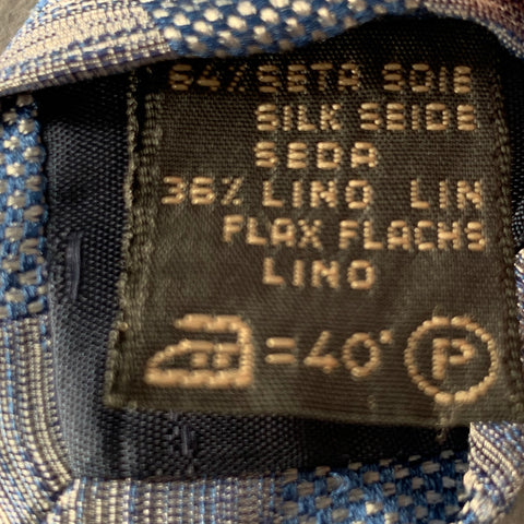 ERMENEGILDO ZEGNA Blue Checkered Silk Linen Jacquard Tie