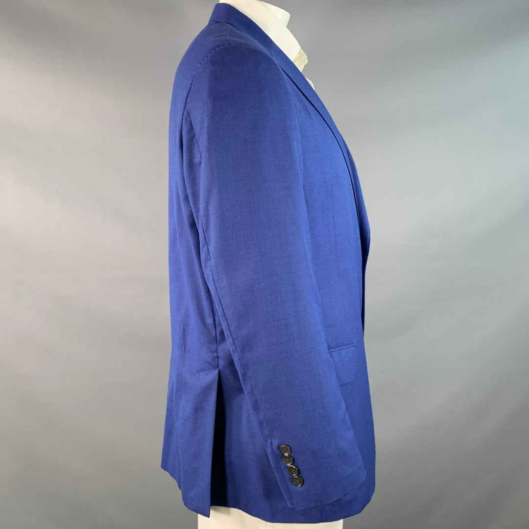 HICKEY FREEMAN Size 44 Regular Blue Wool Silk Notch Lapel Sport Coat
