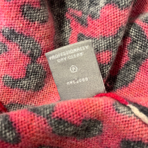 NEIMAN MARCUS Size L Red Black Cashmere Leopard Pullover Womens