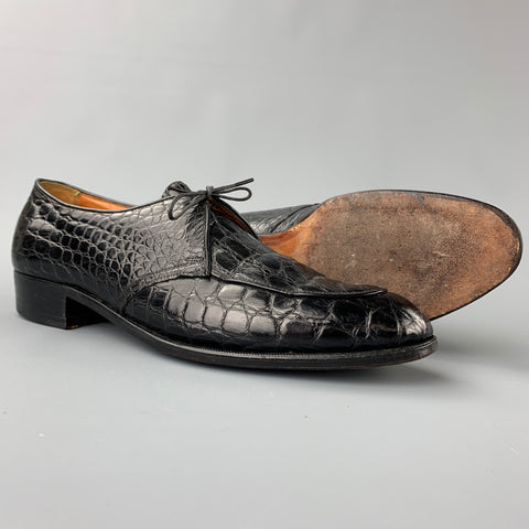 FLORSHEIM Imperial Size 9.5 Black Alligator Lace Up Custom Order Shoes