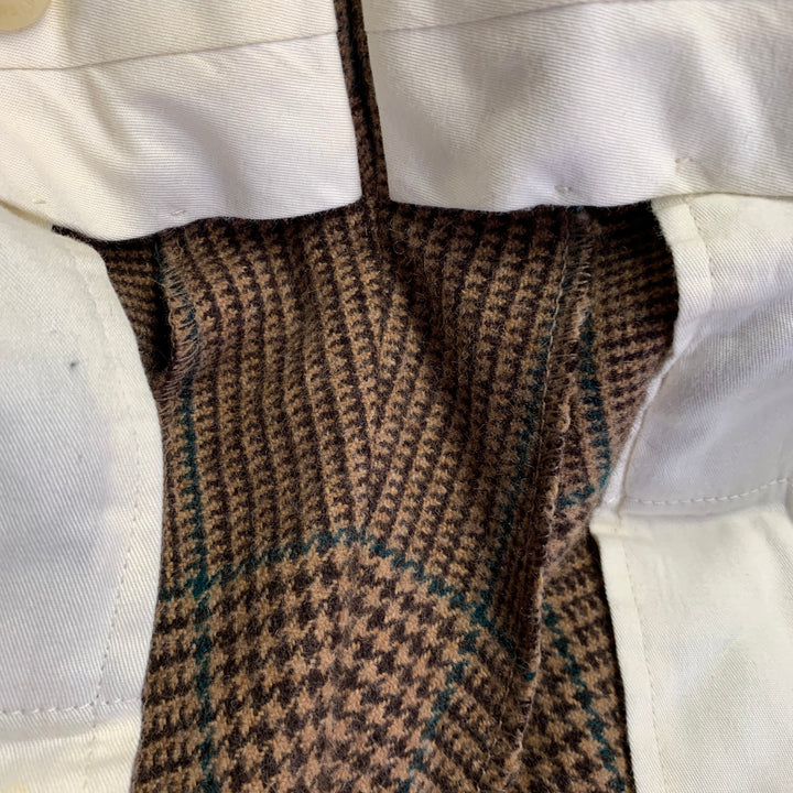 POLO by RALPH LAUREN Size 42 Long Brown Green Houndstooth Notch Lapel Suit