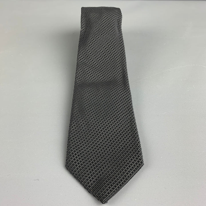 JOHN VARVATOS Grey Black Diagonal Stripe Cotton Tie