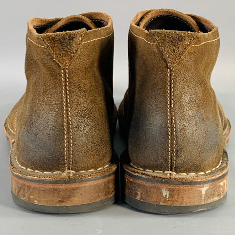 JOHN VARVATOS STAR USA Size 10 Brown Suede Moccasin Lace-Up Boots
