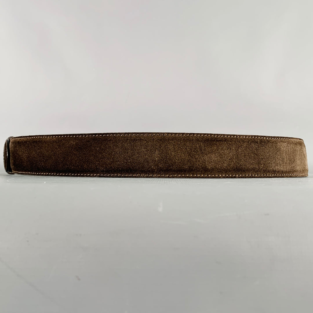 LORO PIANA Size 38 Dark Brown Silver Suede Belt