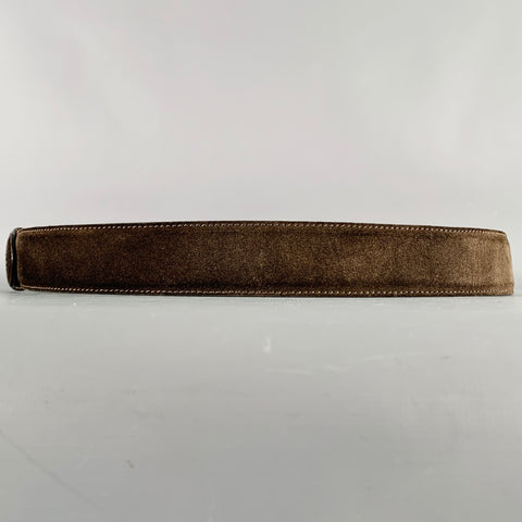 LORO PIANA Size 38 Dark Brown Silver Suede Belt