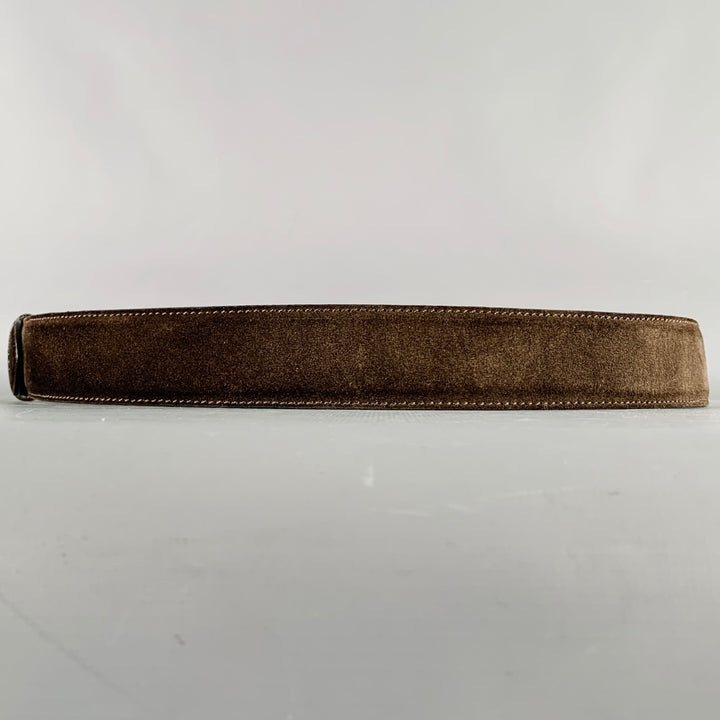 LORO PIANA Size 38 Dark Brown Silver Suede Belt