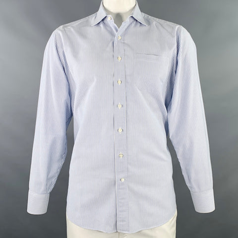 SID MASHBURN Size L Blue White Stripe Cotton Oxford Long Sleeve Shirt