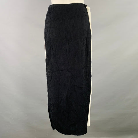REJINA PYO Size 6 Black White Acetate Blend Wrap Around Long Skirt