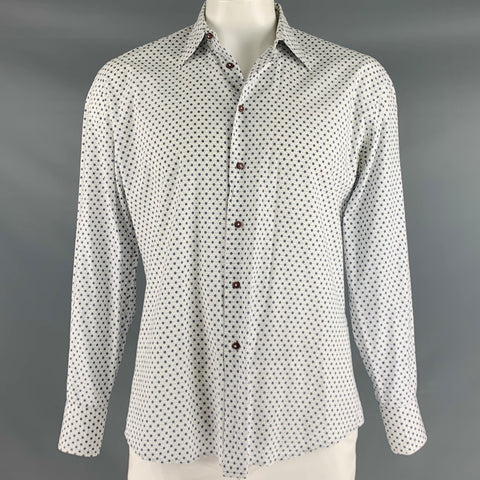 LAB PAL ZILERI Taille L Chemise à manches longues en coton à pois bleus blancs