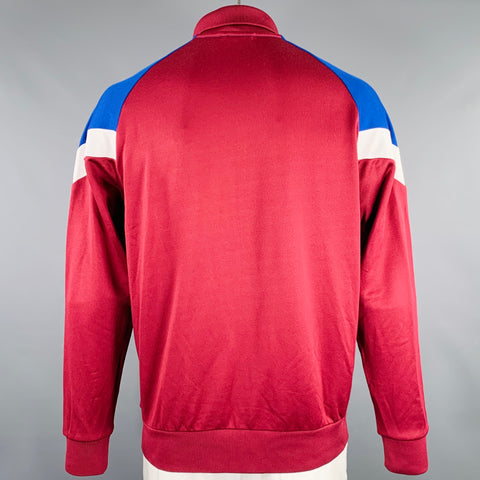 MAISON KITSUNE Veste de survêtement Color Block Rouge Bordeaux Bleu Blanc Taille L