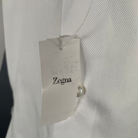 ERMENEGILDO ZEGNA Size S White Cotton Cutaway Collar Long Sleeve Shirt