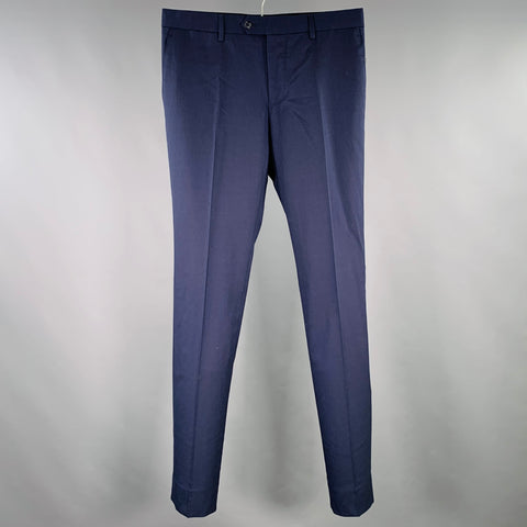 LARDINI Size 32 Navy Wool Blend Zip Fly Dress Pants