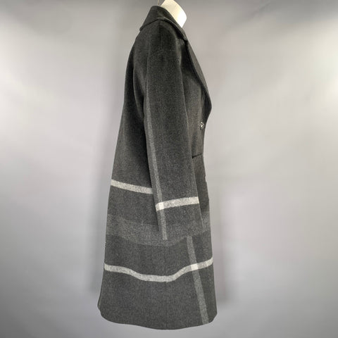 PENDLETON Size 6 Grey Light Grey Wool Blend Plaid Trench Coat