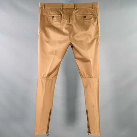LANVIN Size 32 Khaki Cotton Ankle Zip Flat Front Dress Pants