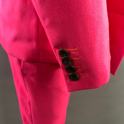 ALEXANDER MCQUEEN Chest Size 36 Pink Wool Peak Lapel 30 30 Suit