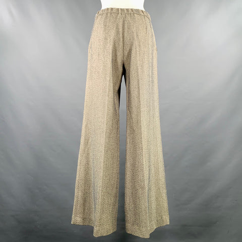 FORTE_FORTE Size S Grey Beige Cotton Blend Herringbone Wide Leg Dress Pants