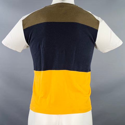 JIL SANDER Size S Grey Multi-Color Color Block Jersey Crew-Neck T-shirt