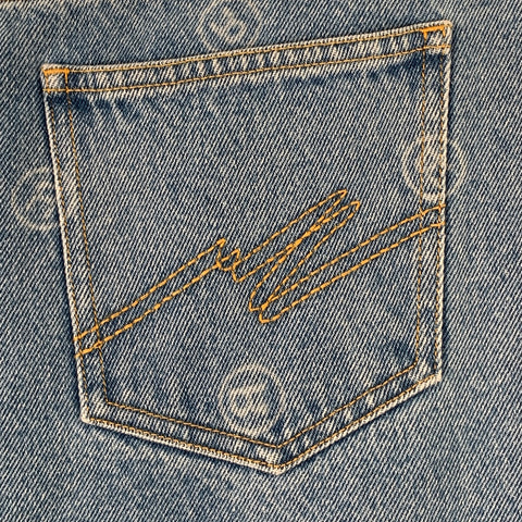 MARTINE ROSE Size L Blue Logo Cotton Denim Twill Wide Leg Baggy Jeans