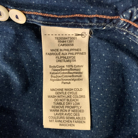RRL by RALPH LAUREN Size L Navy Indigo Polka Dot Cotton Long Sleeve Shirt