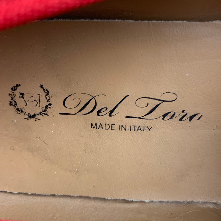 DEL TORO Size 8.5 Red Textured Velvet Slip On Loafers