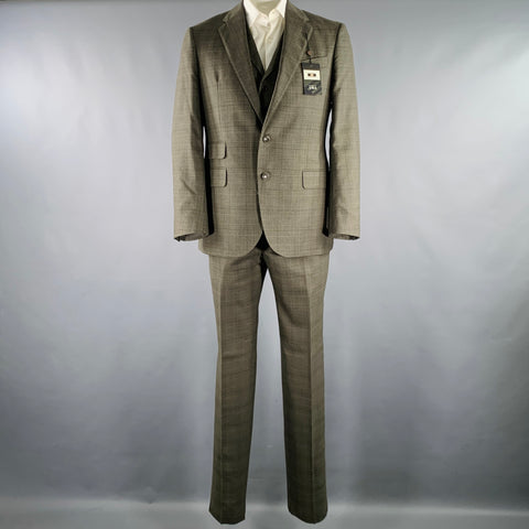 Costume en laine à carreaux Prince de Galles JOSEPH ABBOUD taille 42, vert et gris anthracite