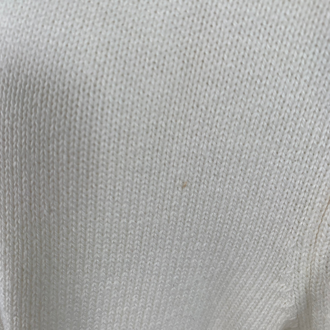 THE KOOPLES Size M White Black Knit Cotton Cashmere Crew Neck Sweater