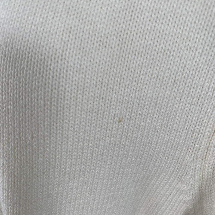 THE KOOPLES Size M White Black Knit Cotton Cashmere Crew Neck Sweater