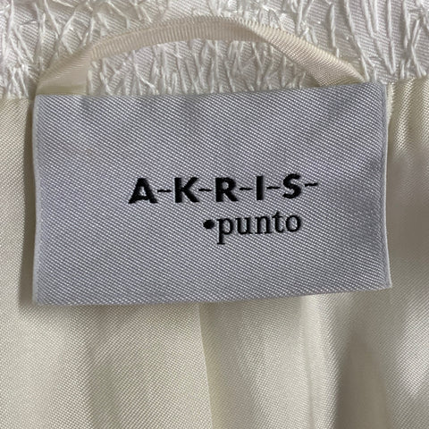 AKRIS Size 14 Cream Cotton Blend Scribble Stitch Hook Eye Jacket Blazer