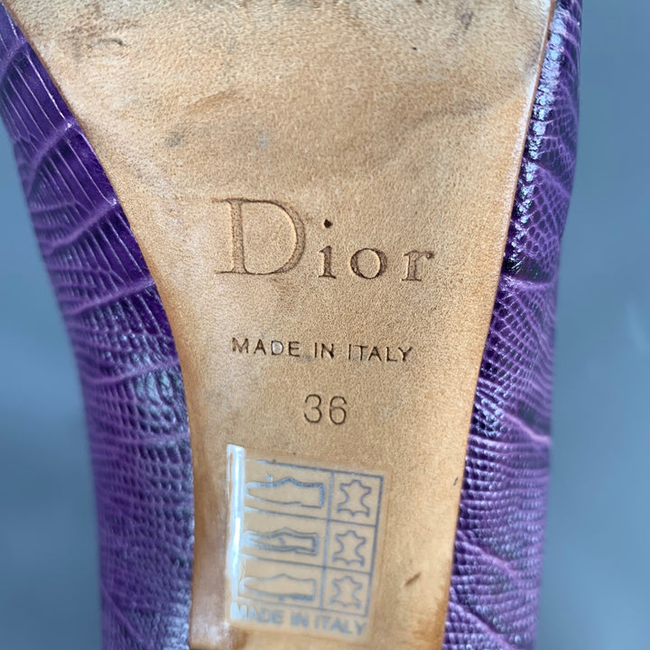 DIOR Size 6 Purple Lizard Ankle Platform Heels Pumps