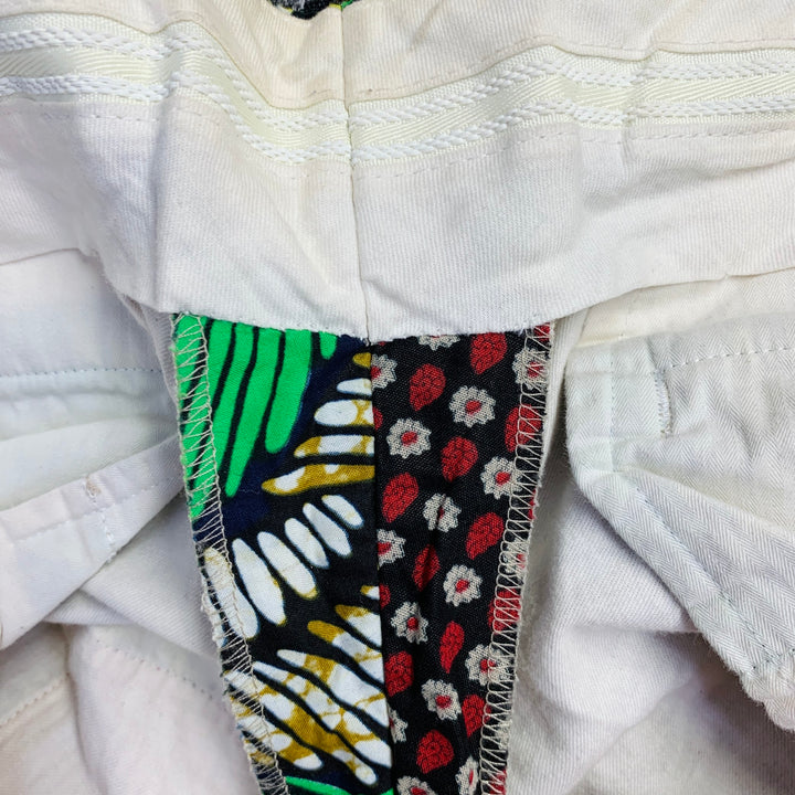 JUNYA WATANABE 2015 Size XL Multi Color Patchwork Cotton Linen Pleated Shorts