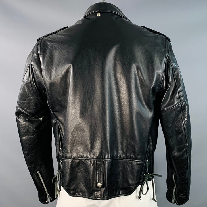 PERFECTO by  SCHOTT Vintage Size 46 125 Black Leather Motorcycle Jacket
