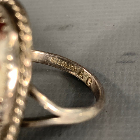 NO BRAND Ring Size 8.5 Cream Burgundy Sterling Ring