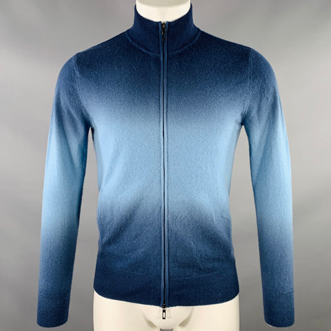 TSE Size S Navy Blue Ombre Cashmere Zip Up Cardigan